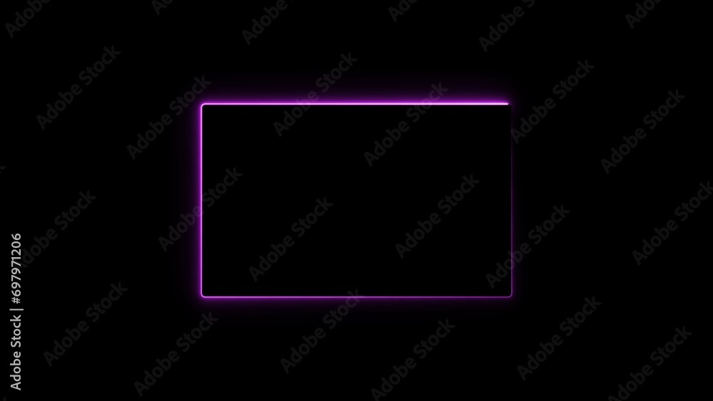 Magenta rectangle glowing neon frame Illustration. Black background 4k Illustration. Magenta rectangle glowing neon frame Illustration. Black background 4k Illustration.