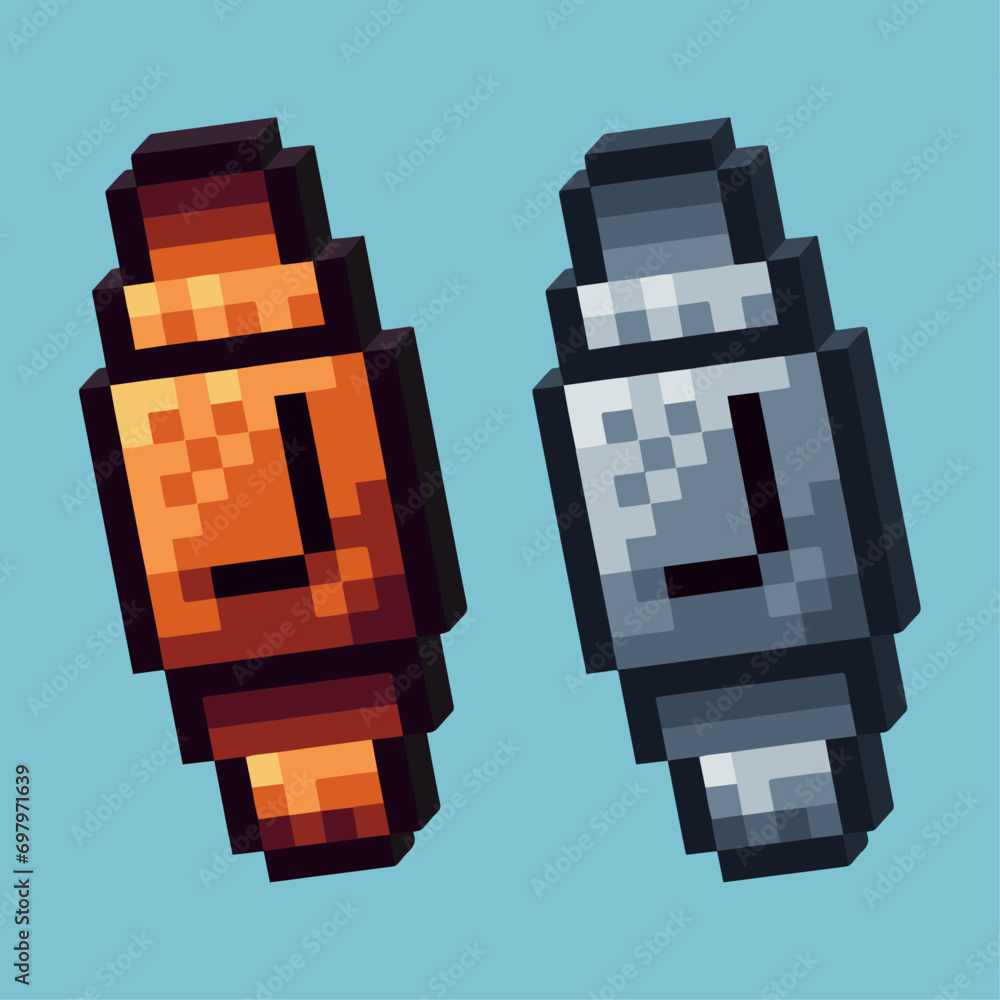 Obraz na plátně Isometric Pixel art 3d of watch clock icon for items asset