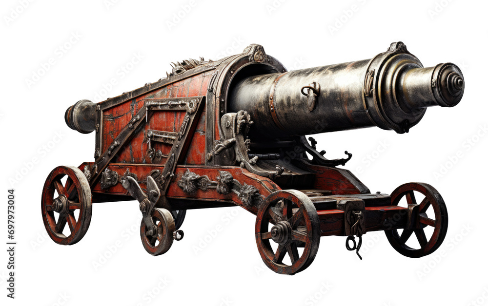 The Impact of War Cannons on the Battlefield on White or PNG Transparent Background