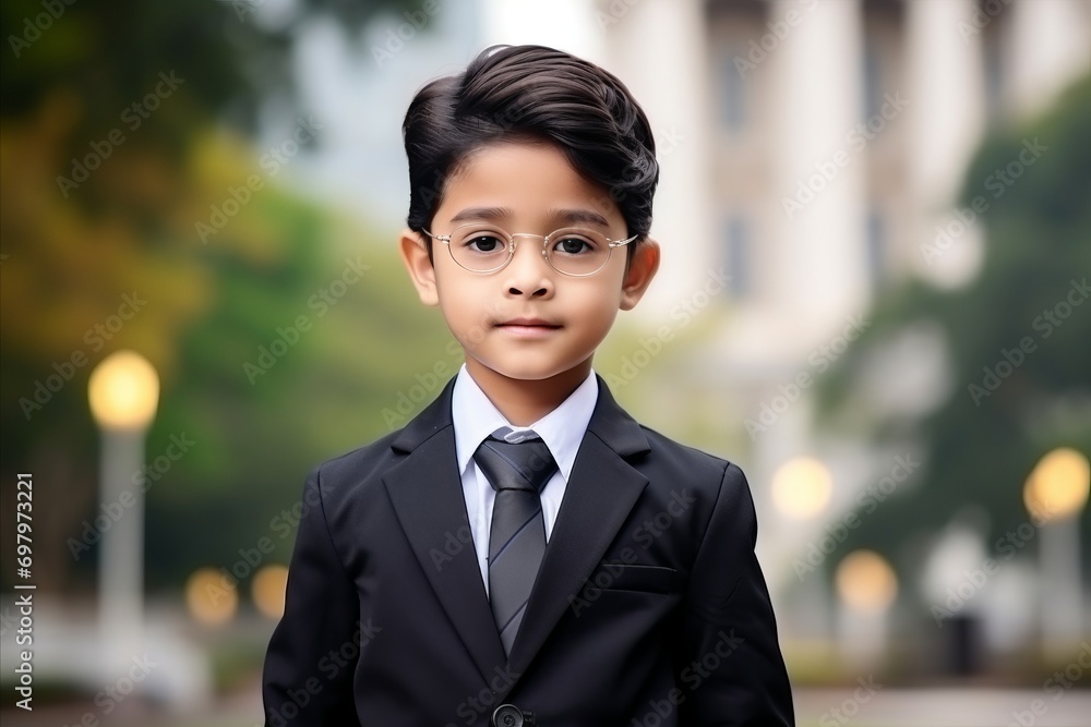 Portrait of a cute little boy wearing black suit and eyeglasses Portrait of a cute little boy wearing black suit and eyeglasses