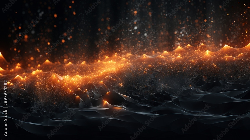 A cascade of luminescent particles forming an ephemeral 3D abstract background, evoking a sense of digital enchantment.