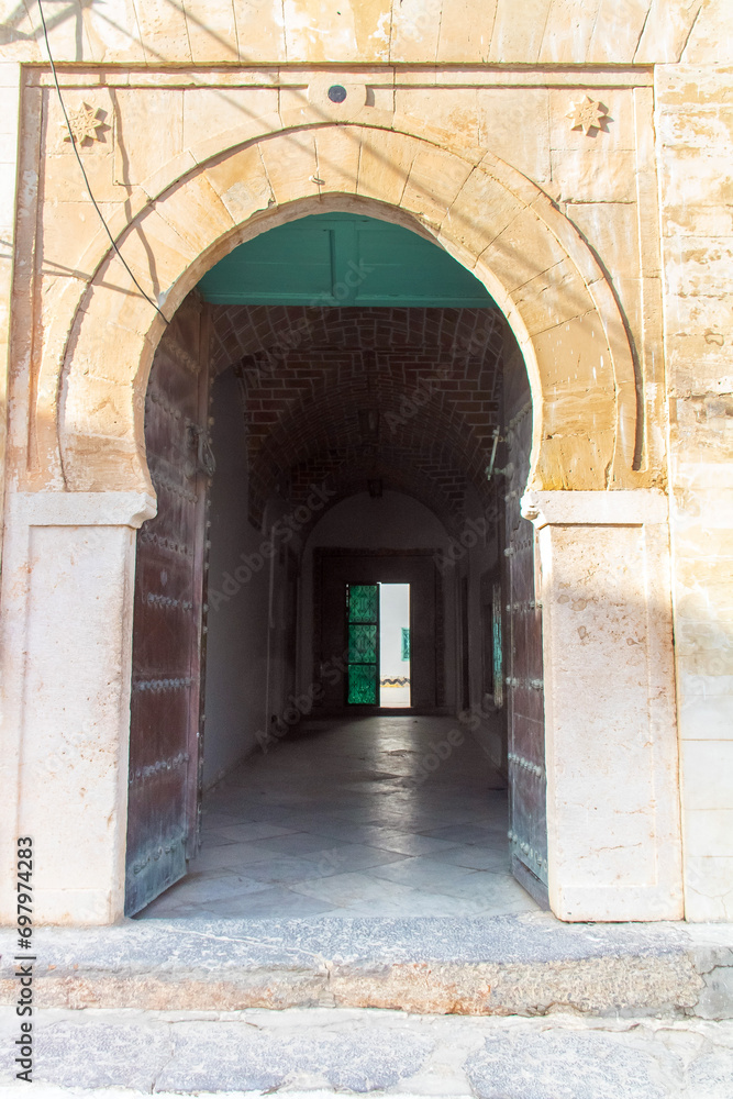 Arabesque Door of an Ancient Arabesque-Style House in Zaghouan, Tunisia
