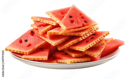 Wave of Refreshment Watermelon Wave Wafers Delight on White or PNG Transparent Background photo