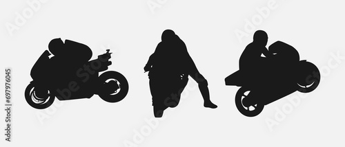 set of silhouettes of road motorbike racing. isolated on white background. graphic vector illustration.