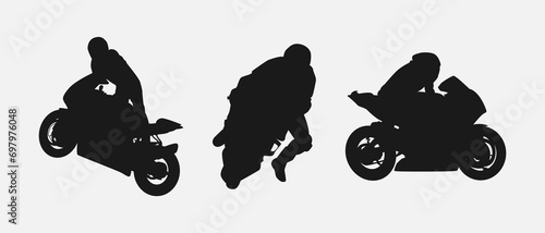 set of silhouettes of road motorbike racer. isolated on white background. graphic vector illustration.