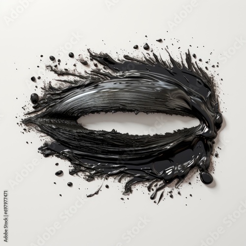 Black Mascara Texture Brush Stroke On White Background, Illustrations Images