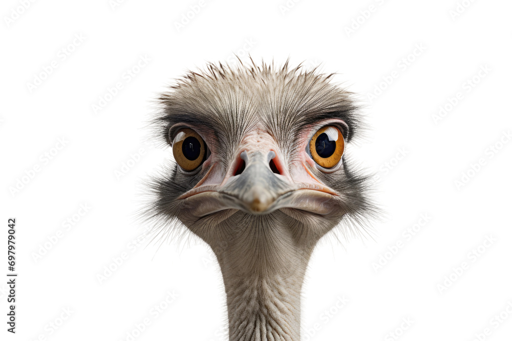 Observing Ostriches Isolated On Transparent Background