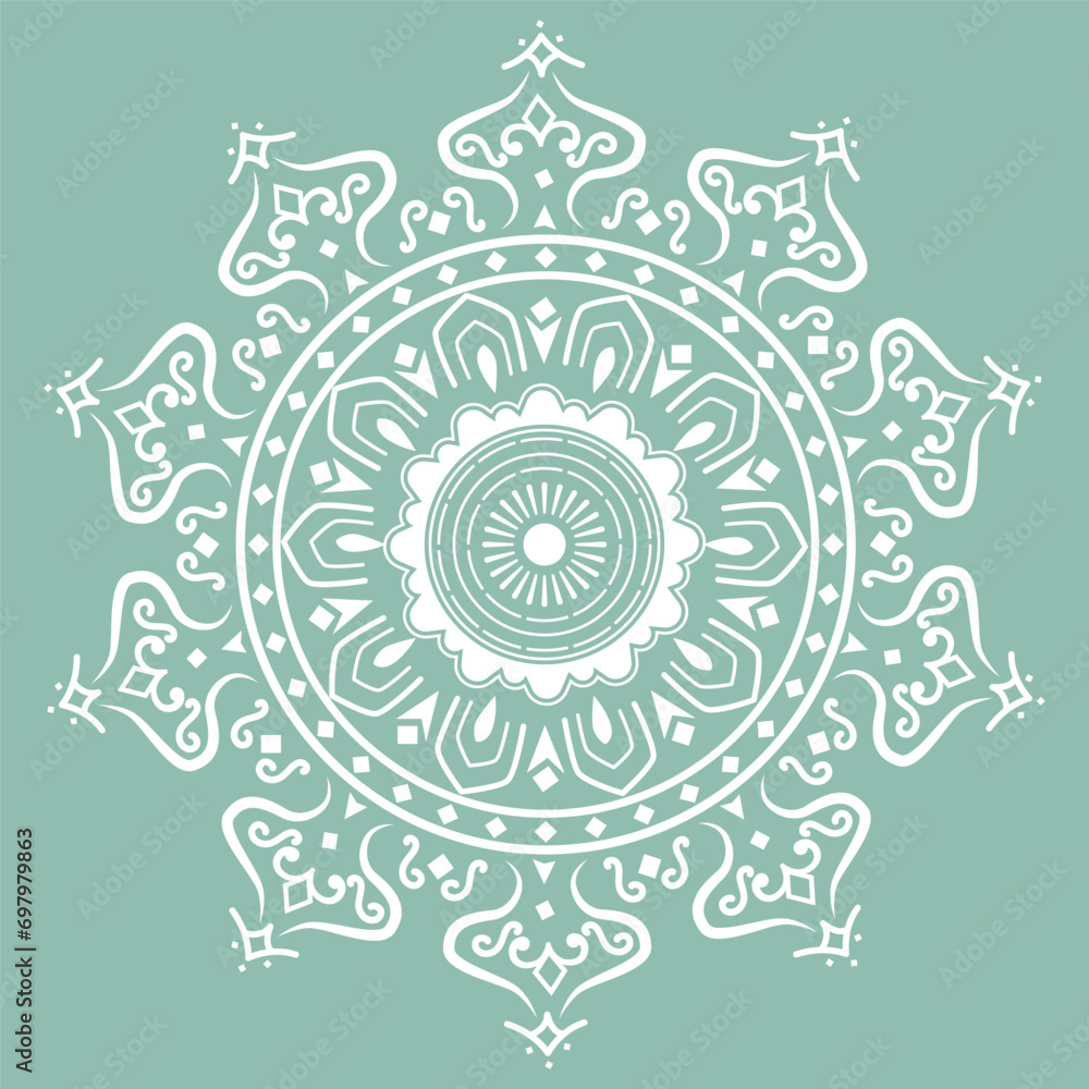 White Ornamental Exclusive Mandala Design, vector illustration