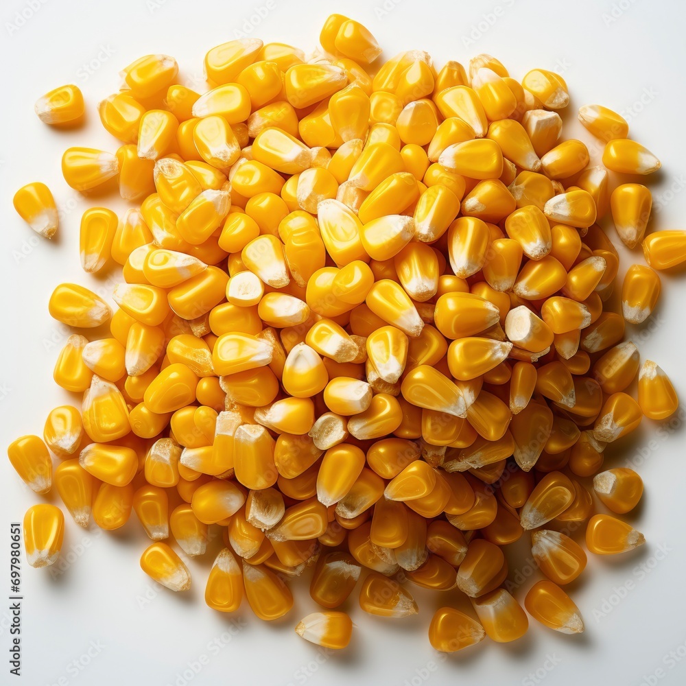 Dried Corn Kernels Placed On White On White Background, Illustrations Images Dried Corn Kernels Placed On White On White Background, Illustrations Images