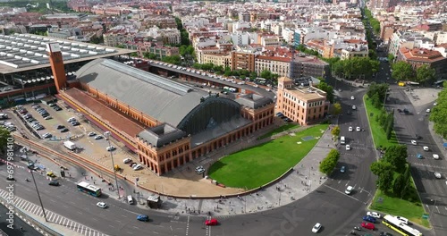 Aerial View Of Madrid Atocha Railway Station In Arganzuela, Madrid, Spain. photo