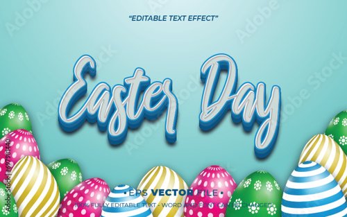 Happy Easter Day text effect editable vector