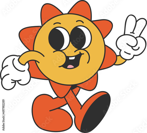 Groovy sun character illustration