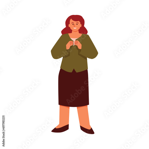 Woman dressing and trying on clothes, flat cartoon vector illustration