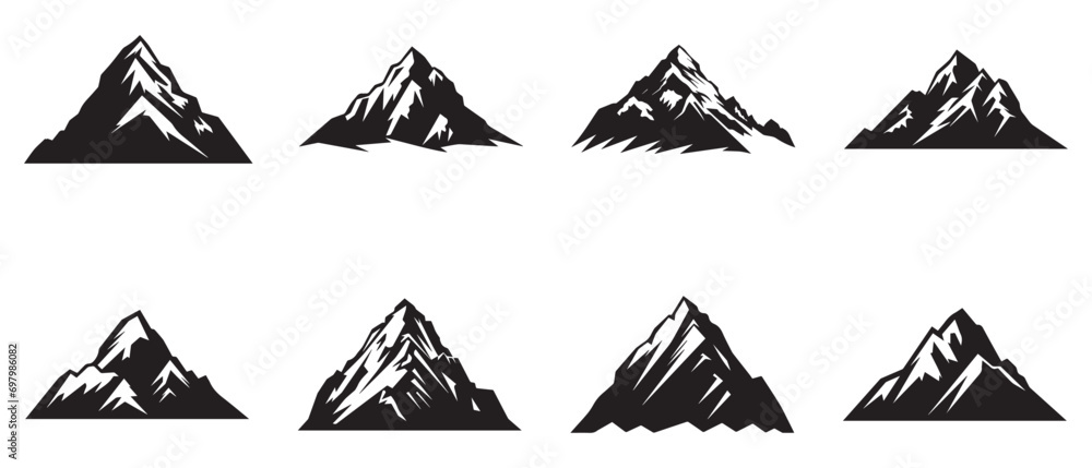 Mountain all set icon Logo Template vector illustration design. - obrazy, fototapety, plakaty 