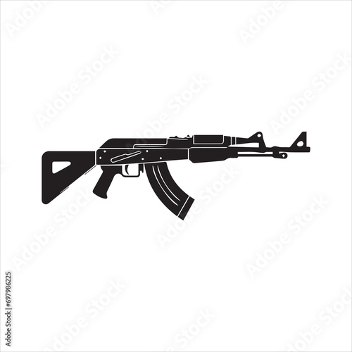 Machine gun a k 47 icon. Vector illustration. Isolated on white background. photo