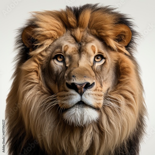 Portrait Male Adult Lion Looking Camera On White Background  Illustrations Images
