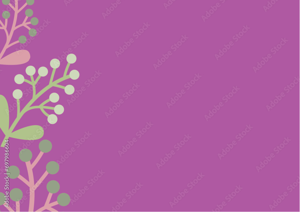 Light green Christmas mood branches on purple background