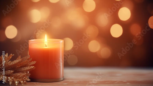 Burning candles on a beautiful and warm background picture 