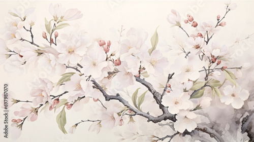 Chinese style retro flower art illustration  traditional flower national trend element concept illustration