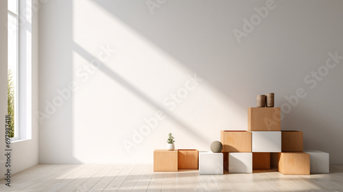 Indoor storage and organization boxes background, apartment cleaning and cleaning concept illustration