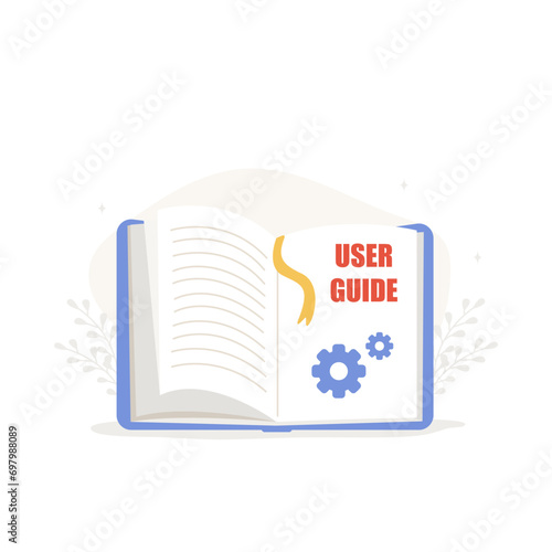 User guides. Open guidebook icon. User manual and instruction. Vector illustration in flat cartoon style.