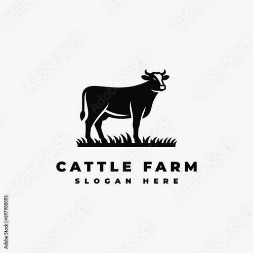 Cow farming logo design, with simple style, suitable for cattle farming