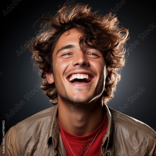 Young Happy Man Laughing He Looking On White Background  Illustrations Images