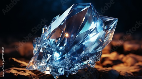 A mesmerizing crystal of shimmering blue quartz radiates a soothing light, captivating the eye and calming the soul