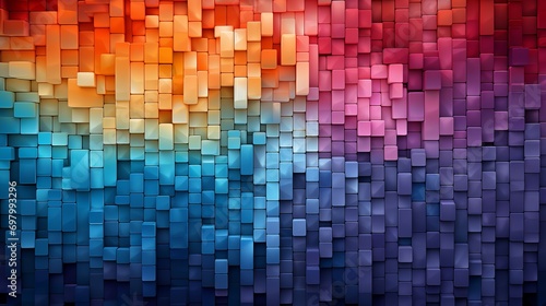 An abstract explosion of vibrant squares creates a mesmerizing pattern, radiating with a playful sense of colorfulness and light