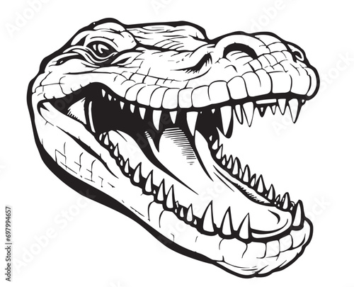 Crocodile head sketch hand drawn reptile Vector