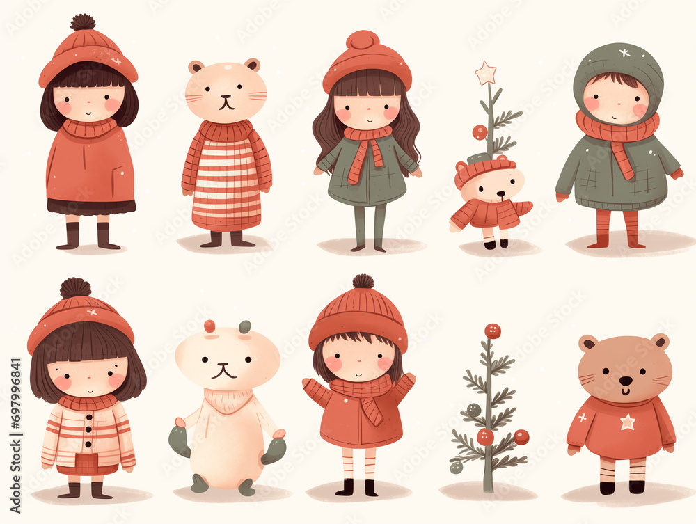Obraz premium Cute Xmas illustration