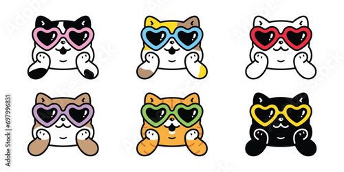 cat vector heart sunglasses valentine kitten icon calico neko pet cartoon character fancy symbol tattoo illustration clip art isolated design