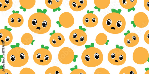 orange seamless pattern vector eye fruit cartoon gift wrapping paper scarf isolated repeat background tile wallpaper textile illustration doodle design