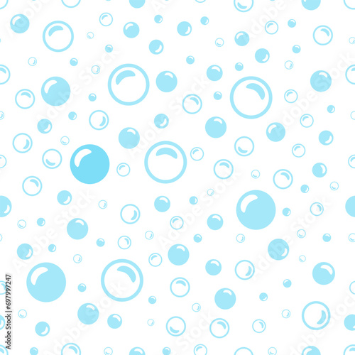 light blue soap bubbles on a white background