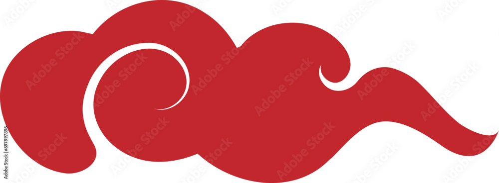 Hand drawn red chinese cloud element vector Hand drawn red chinese cloud element vector