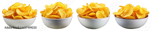 Potato Chips in a Bowl. Collection, Transparent background photo