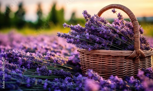 Photo of a Serene Basket of Fragrant Lavender Blossoms