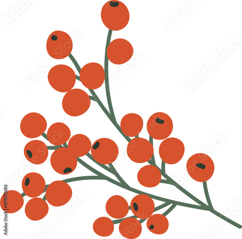 Christmas berry plant element vector