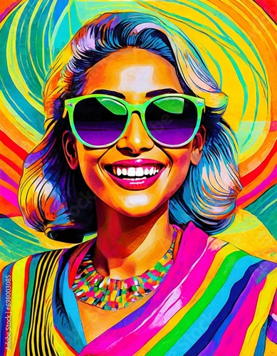 portrait of a woman in sunglasses digital art