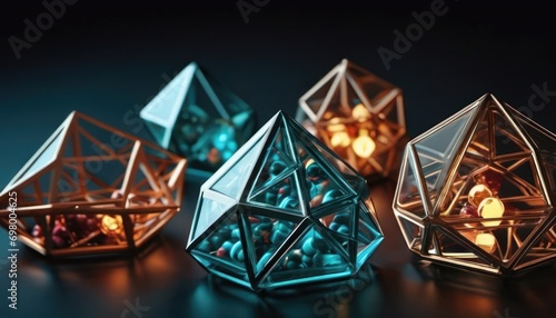  a close up of a group of dices on a table with a lit candle in the middle of one of the dices on the side of the dice.