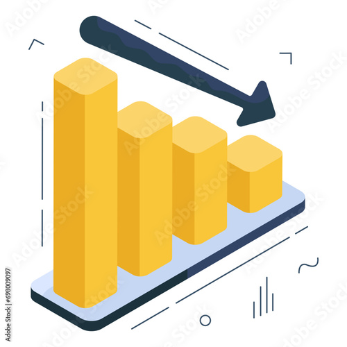 Editable design icon of recession chart

