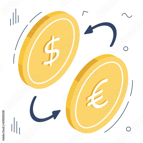 An editable design icon of currency exchange

