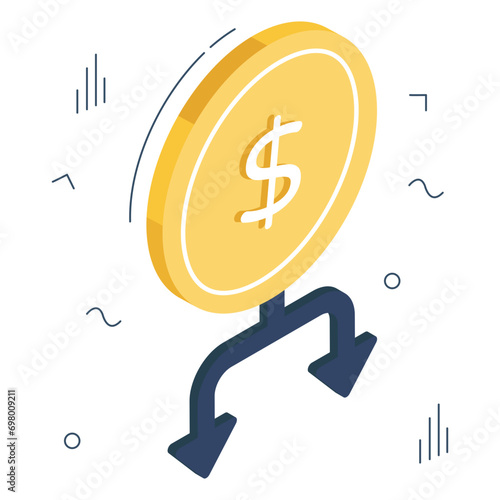 Premium download icon of dollar recession 

