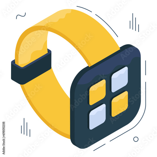 A isometric design icon of smartwatch isolated on white background 

