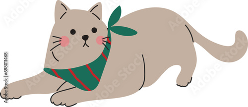 Cute cat with scarf element vector