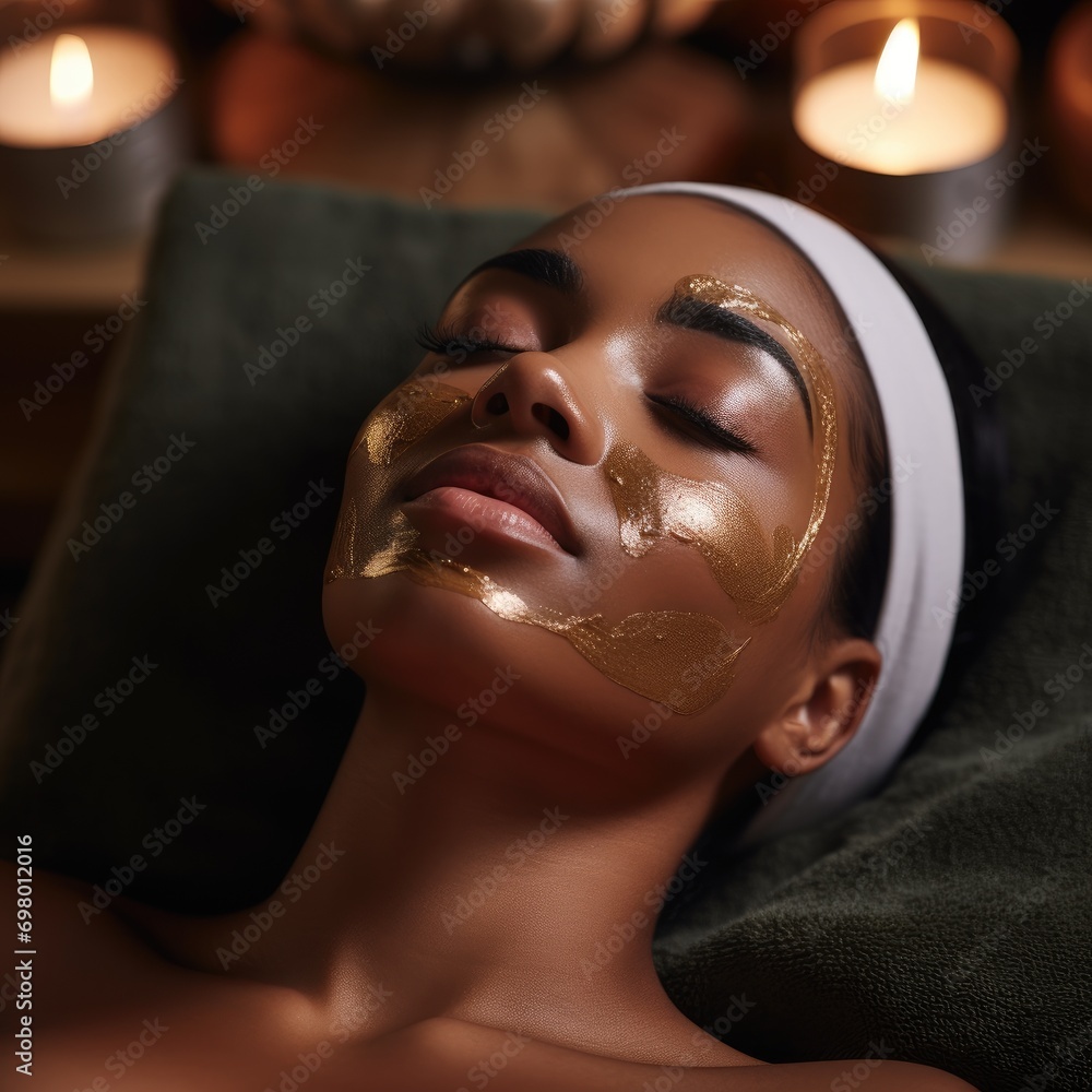 black afro american woman getting a facial treatment in a spa - welness beauty care black afro american woman getting a facial treatment in a spa - welness beauty care