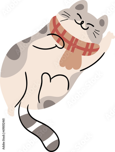 Cute cat with scarf illustration vector