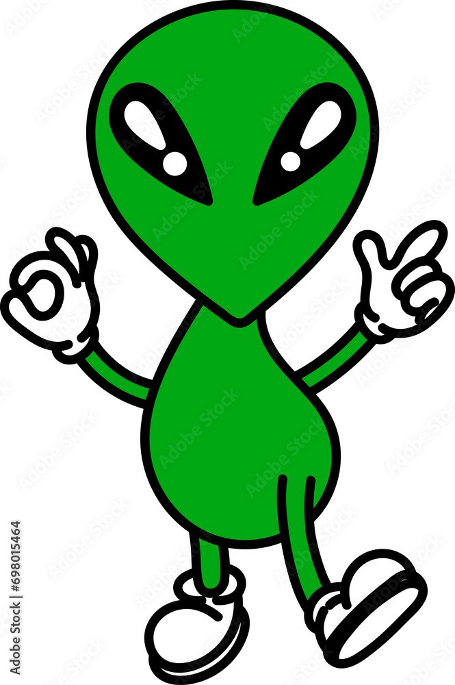 Fototapeta premium Groovy alien character illustration