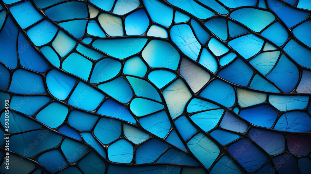 Blue Stained Glass Pattern - obrazy, fototapety, plakaty 