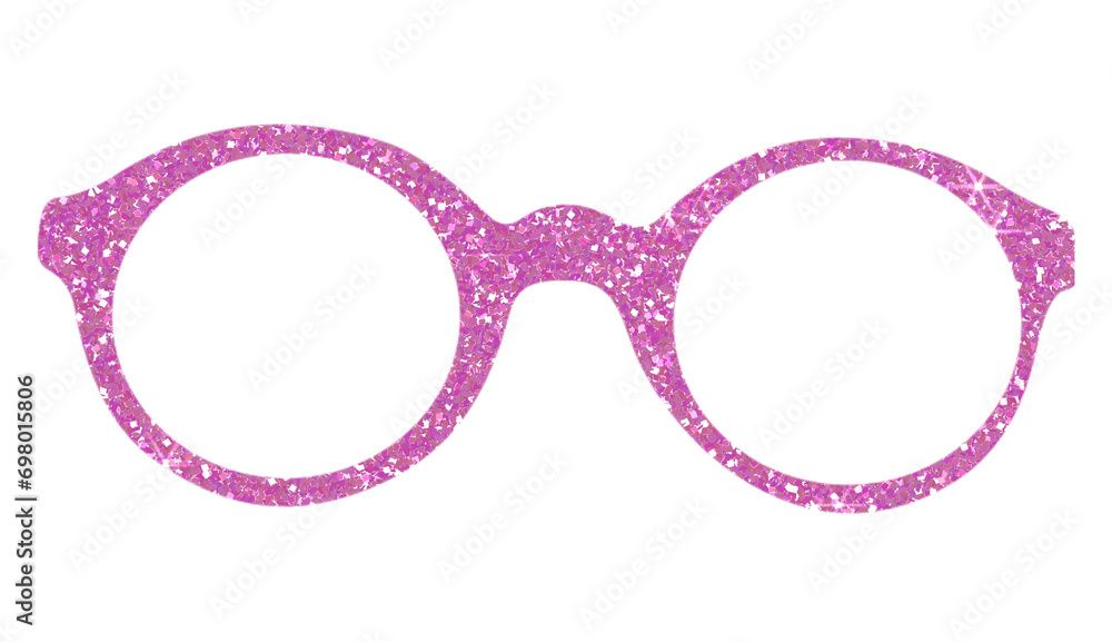 Fototapeta premium Pink glitter glasses icon on transparent background.